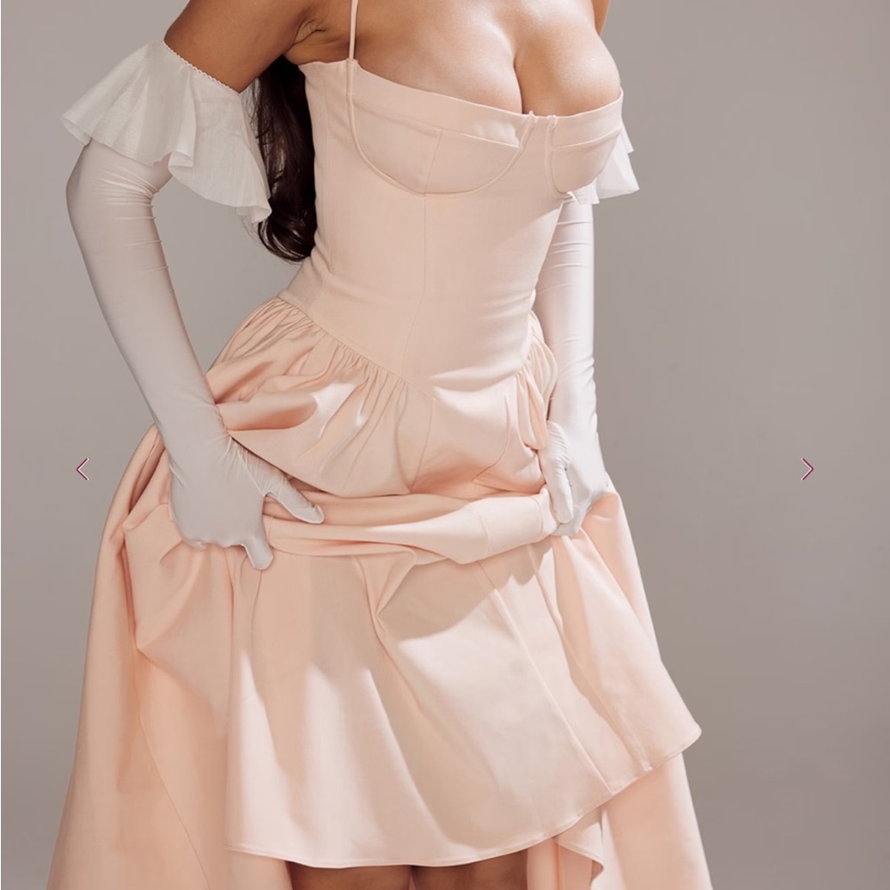 House of CB Samaria Peach Corset Midi Dress